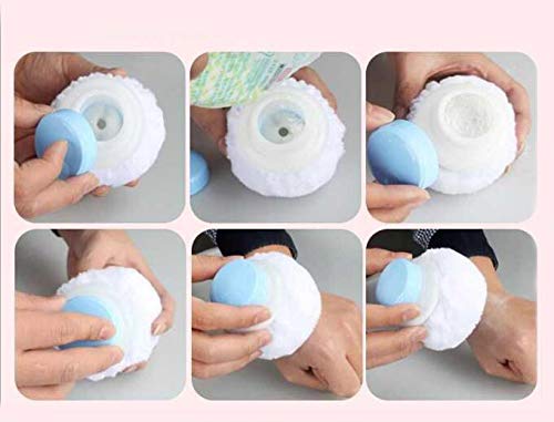 Topwon Baby Powder Container with Large Powder Puff After-Bath Body Powder Case for Dusting Powder Loose Body Powder for Toddler Infant Baby Mom, BPA Free (Blue)