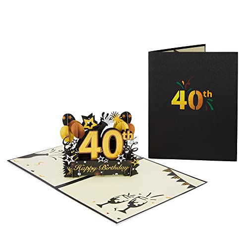 Homanga Happy 40Th Birthday Pop Up Card, 40Th Birthday Card With Note And Envelope, 40Th Birthday Gifts For Husband, Wife, Men, Women, 40 Years 3D Pop Up Birthday Greeting Card 6" X 8" #TOP2