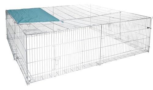 Kerbl Erweiterungselement mit Ausbruchsperre (für Auslaufgehege, Maße 230x76x70 cm, Gitterabstand 3 cm, seitlich anbaubar für Gehege 82825, mit Verbindungsstange) 81711