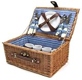  Yudu 671 - Cesta de picnic para 4 personas (ratán, 21 piezas)