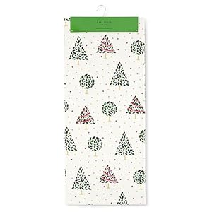 kate spade new york Holiday Confetti Acrobat Plaid Reversible Holiday Table Runner 100 Cotton with Metallic Print Machine Washable CreamGreen 15×72