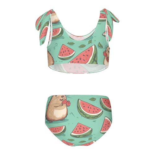 Boccsty Capybara Colorful Summer Watermelon Girls Tankini Swimsuit Kids Bikini Sets 2 Pcs Bathing Suit 3T2