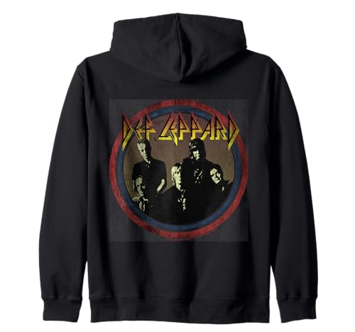Image of Official Official Def Leppard Vintage Logo Rock Band Retro Zip Hoodie