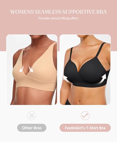 FeelinGirl Wireless Supportive Bra for Women, Seamless Comfort Bralettes No Underwire Full Coverage Everyday Bras4