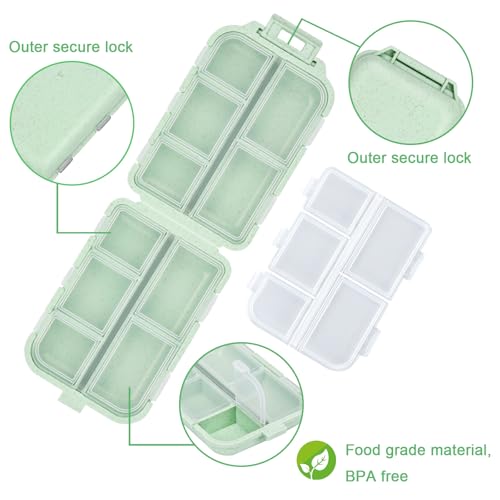 Image of Travel Medicine Organizer with 189 Labels, 7 Day Daily Pill Organizer Travel Pill Container Medicine Organizer Pill Case Travel (Green, 1 Pack)