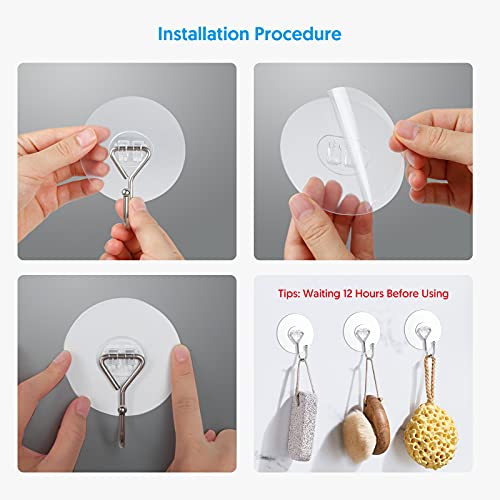 Large Adhesive Hooks Wall Hooks 12Pack Rustproof And Waterproof For Heavy Duty Hanging, Reusable Utility Hooks 22Ib(Max) For Kitchen, Bathroom, Home, Office And Ceiling #TOP6