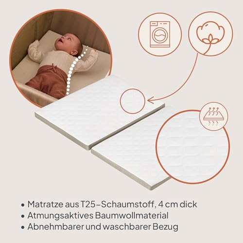 Lionelo Alice 3-in-1 Reisebett Laufgitter von 0 bis 15 kg Schaumstoffmatratze, 2 Höhenstufen, faltbar, klein, leicht, Seiteneinstieg, Reisetasche