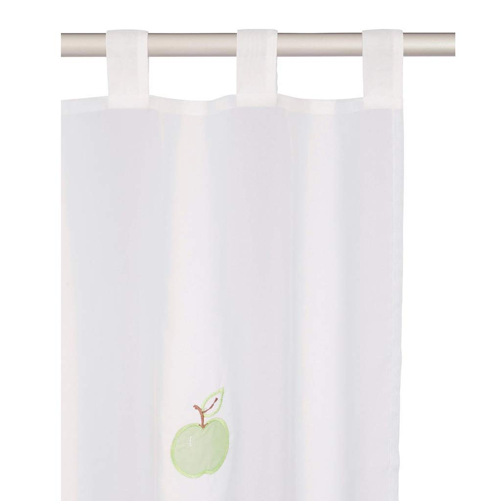 SIMPVALE Window Treatment Valance Fruit Embroidered Semi Sheer Half Curtain for Small Window Cafe Kitchen Bathroom (WxL: 35.4x17.7inch/90x45cm, Green)