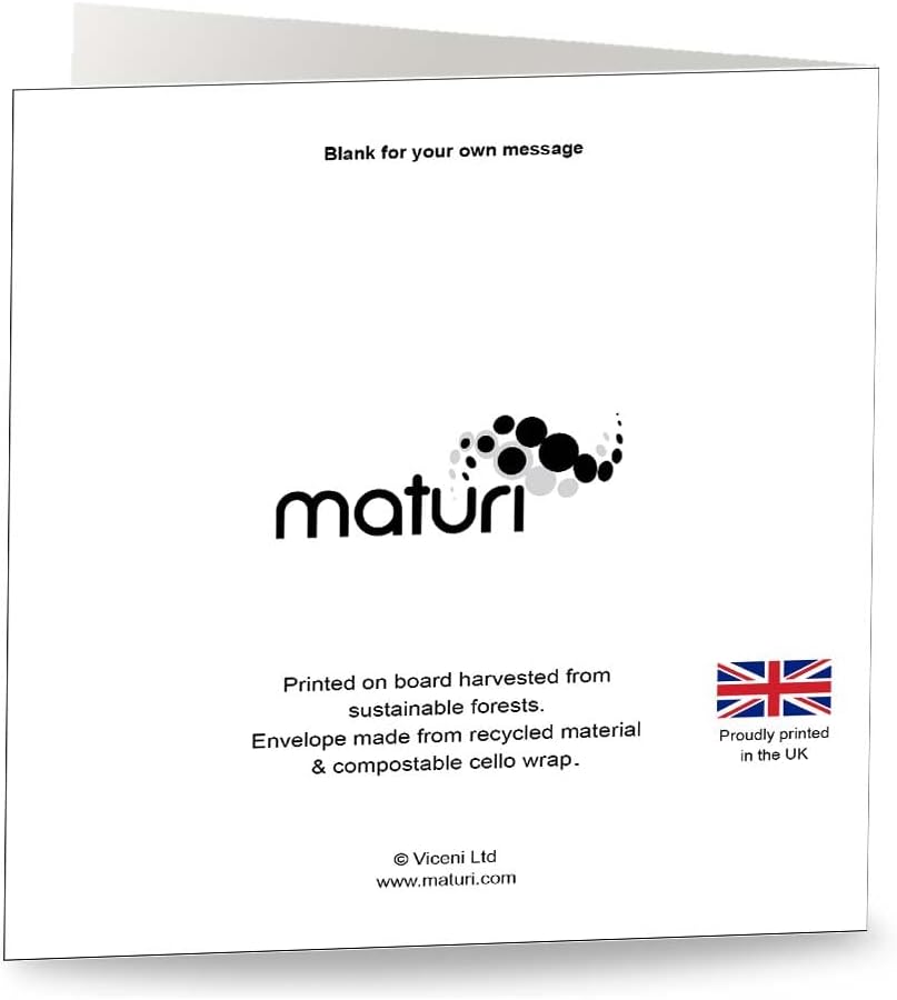 Maturi 'Pugs and Kisses' Funny Humorous Birthday Greetings Card - Blank Inside, 6” x 6” Square