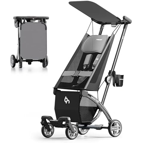 Beberoad Love R1 Auto-Folding Ultra Lightweight Travel Stroller for Airplane, Small Compact Stroller for Babies and Toddlers Aged 6-36 Months, Only 11.5 lbs, Can Combine into a Double Stroller, Gray Cover