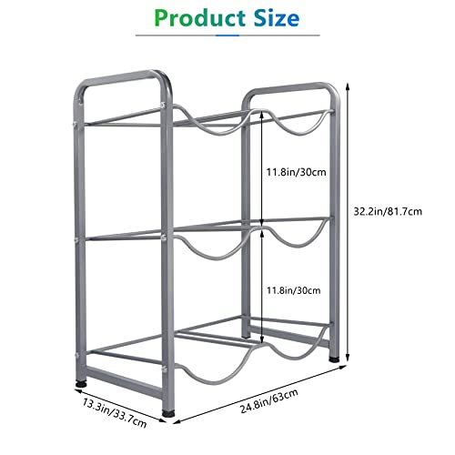 Iococee 5 Gallon Water Bottle Holder, Water Jug Holder Rack 3-Tier, Water Cooler Jug Rack For 6 Bottles, 5 Gallon Water Bottle Storage Rack Heavy Duty, With Floor Protection For Home, Office #TOP5