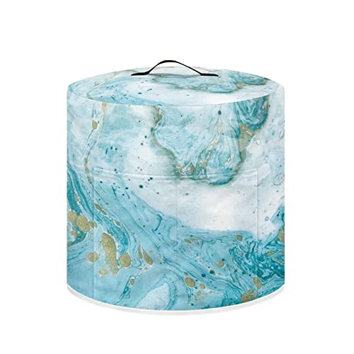 NETILGEN Dust Cover for Kitchen Accessories, for 6 Quart Pressure Cooker Air Fryer Rice Cooker Kitchen Appliance Dust Covers with Storage Pockets Dust-proof Washable, Sky Blue Marble