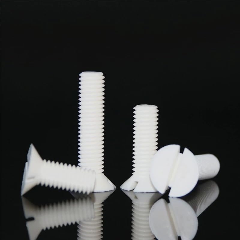 White Nylon Plastic Slotted Countersunk Flat Head Screws M2 M3 M4 M5 M6 M8 M10 (200,M8 x 1.25 x 25mm)