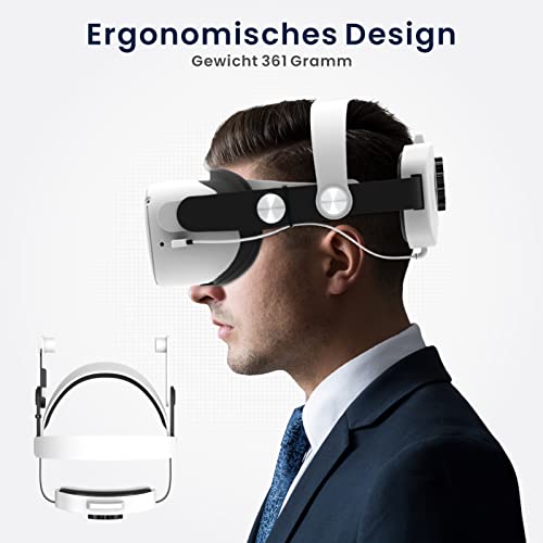 Oculus Quest2 VR Brille, 5200mAh Mobiles Power-Anpassungs Headset VR,Schnelles Aufladen Und Verstellbares Kopfband für Filme und Spiele vr Glasses (Schwarz) - Image 6