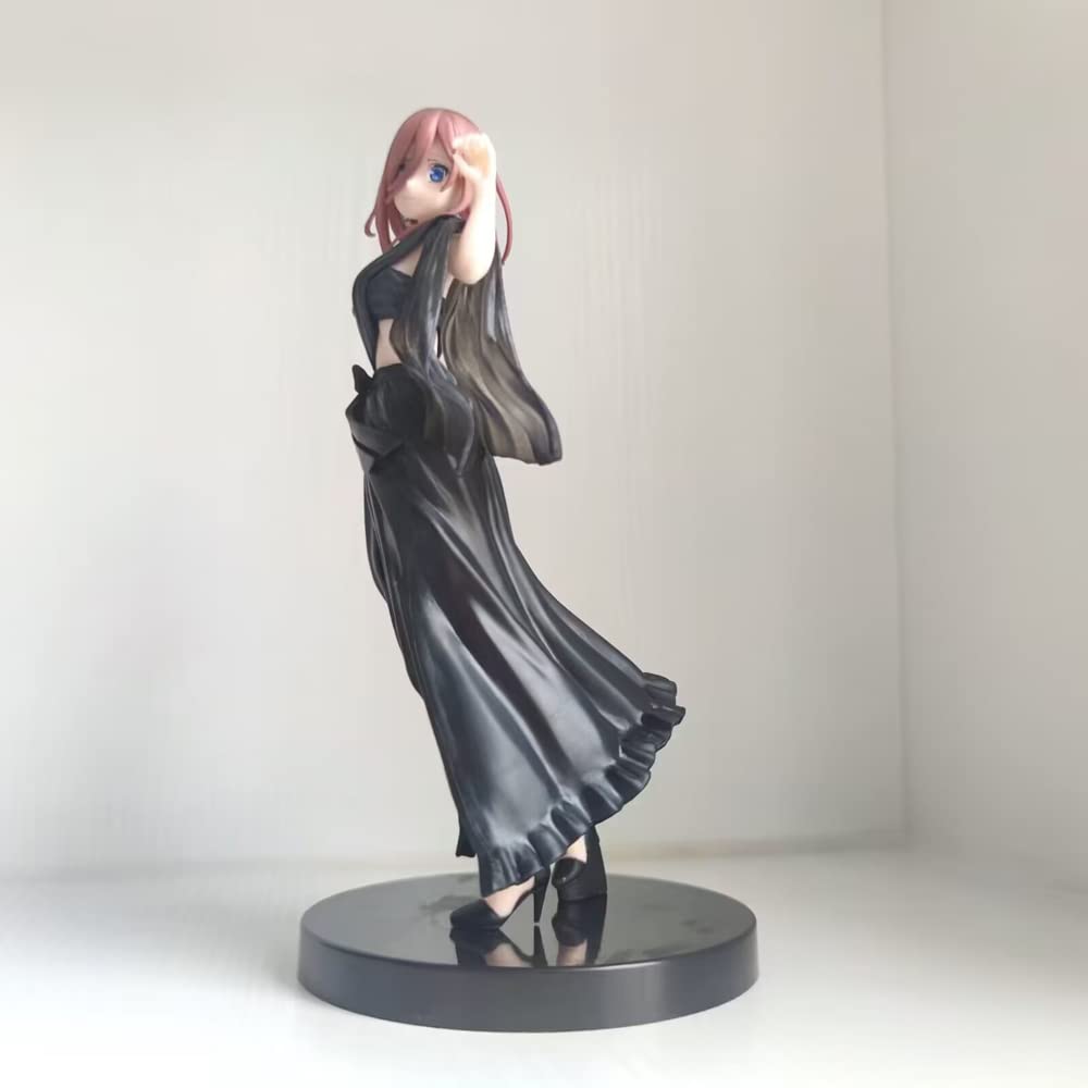 Jiumaocleu Figura de Nakano Miku de anime Nakano Miku, figura de acción de 20 cm, PVC, vestido negro, colección de decoración, regalos para fans