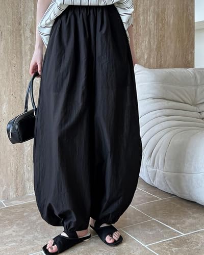 Women Japanese Style Lantern Pants Oversized Palazzo Wide Leg Baggy Pants Summer Vacation Casual Loose Trousers2