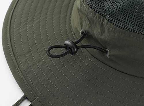 Chapeau de soleil à large bord pliable taille unique vert militaire - 6