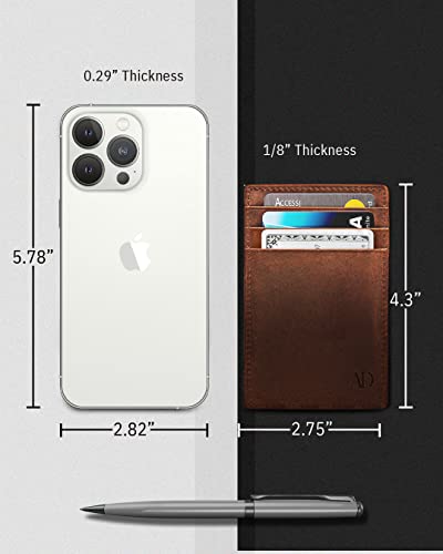 Image of Access Denied Slim Minimalist Wallets For Men & Women - Leather Front Pocket Thin Mens Wallet RFID Credit Card Holder Gifts For Men