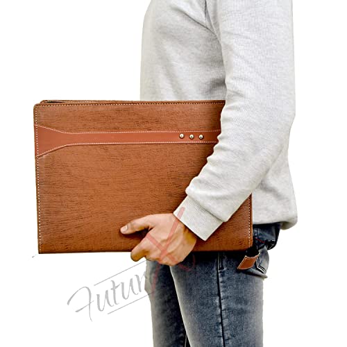 Image of FUTURE X 20 Leaf Multipurpose Leatherette Professional File Folders for Certificates, Documents Holder, Portfolio, Executive File Legal Size Documents Holder for Men and Women (Light Brown)