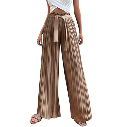 Pantalon plissé pour femme coupe drapée ample en coloris kaki taille XL