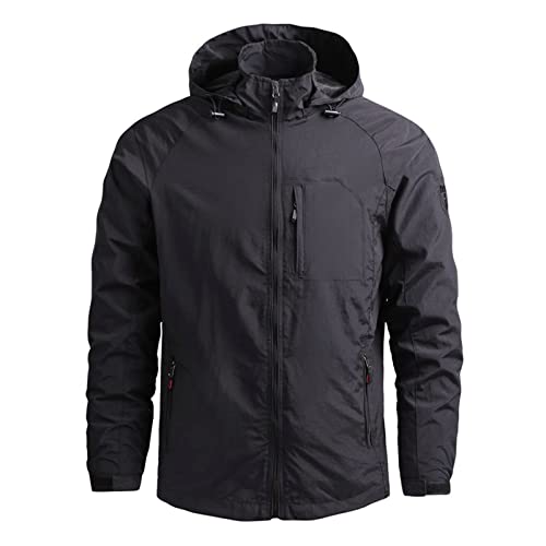 Men's Tactical Jackets Rain Jacket Windbreaker Lightweight Shell Raincoat With Hood Golf Hiking Travel, M-7XL