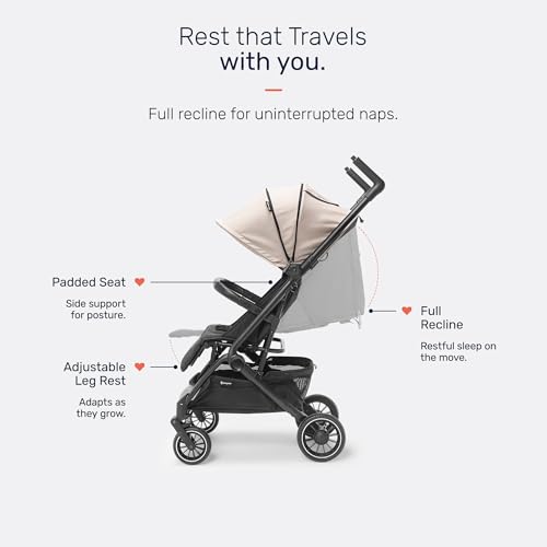 Image of Growgether GOLITE Stroller for Baby 0-3 Years (Up to 22Kg), Cabin Ready Lightweight Travel Stroller, 5-Point Harness, Full Recline, UPF50+ Canopy, 360 Swivel Wheels, Mosquito Net, 1 Yr Warranty, Beige