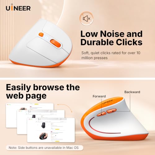 Uineer Ergonomic Vertical Mouse Tri Mode Wireless Rechargeable 4 DPI - image 8
