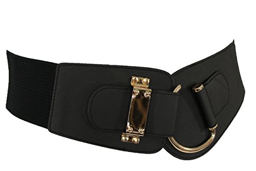 Trendy Fashion Jewelry WB WIDE HOOK BLACK Tfj Women'S Wide Fashion Belt Hip High Waist Gold Metal Hook Buckle Plus Size 36-44 Inch Black thumb #4