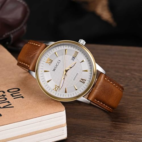 WOCCI Quick Release Watch Band, Distressed Genuine Leather, Stainless Steel Buckle, Strap Width 18mm 19mm 20mm 22mm 24mm - Image 3