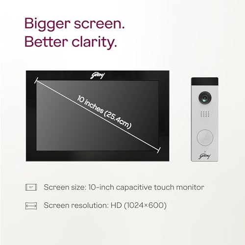 Image of Godrej SeeThru NeX Lux 10 inch Video Door Phone | Full HD Touch Display | WiFi Mobile Connectivity | 2MP 1080P Camera | 2-Way Talk | IR Night Vision | 1024 Images & 128 Video Clips | Electric Lock Control