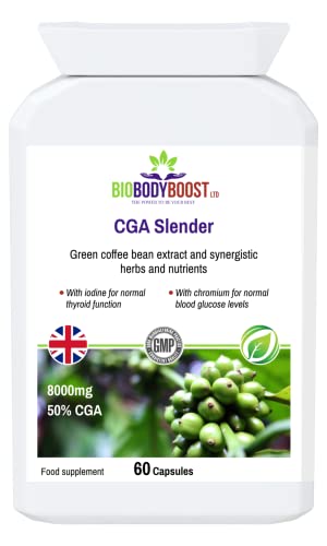 CGA Slender Green Coffee 8000 - Natural Weight Management, 60 Capsules, with Green Coffee Bean, Kelp, Cinnamon, Cayenne & Chromium