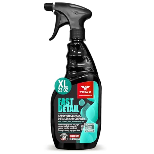 TRIAX Fast Detail Rapid Car Wax and Cleaner, High Gloss Vehicle Detailer for Paint, Glass, Chrome, Rubber, Vinyl, Rims, Plastic Trim, and Bumpers (23 Ounce)