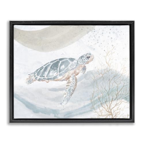 Drifting Sea Turtle Ocean Wave, 17 x 21 Inch Canvas in Floater Frame