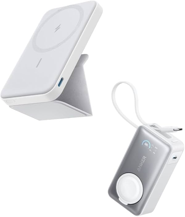 Banco de energía Anker MagGo para Apple Watch, certificado oficialmente 10,000mAh, batería compacta 622 magnética (MagGo), cargador inalámbrico magnético plegable portátil de 5,000mAh