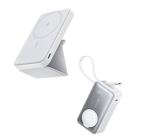 Anker MagGo Power Bank for Apple Watch, Officially Certified 10,000mAh Compact Battery Pack 622 Magnetic Battery (MagGo), 5,000mAh Foldable Magnetic Wireless Portable Charger