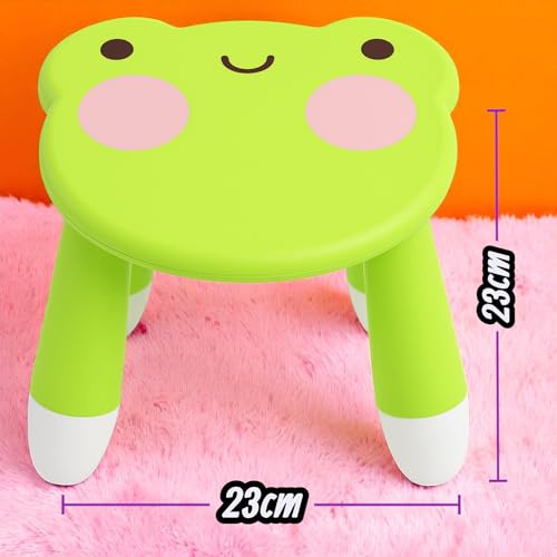 MIJOMA Kinderhocker mit Tiermotiv – Rutschfester Sitzhocker aus Polypropylen, 23x22x23 cm – Leicht, stabil & ideal fürs Kinderzimmer (Frosch)