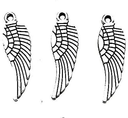 Miniatura 4 de 50 dijes de alas de ángel de plata antigua para joyería, pulsera, collar, manualidades, 0.354 in x 1.181 in, Plata, No es una piedra preciosa