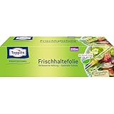 Toppits Frischhaltefolie 1x 200m - Selbsthaftende 3-Schicht Spezialfolie, inklusive Abrei&szlig;-S&auml;ge, Transparent