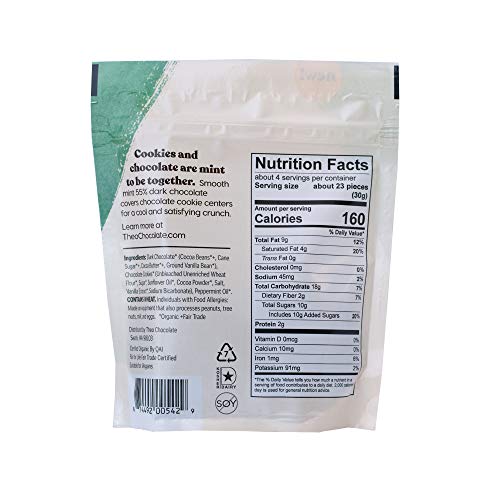 Theo Chocolate Mint Chocolate Organic Cookie Bites, 4 Ounce Resealable Bag, 1 Pack | Vegan, Fair Trade #TOP1