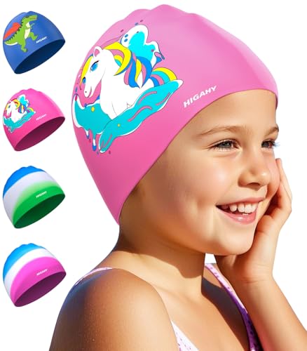 Badekappe Kinder - wasserdichte Badehaube für Jungen Mädchen,...