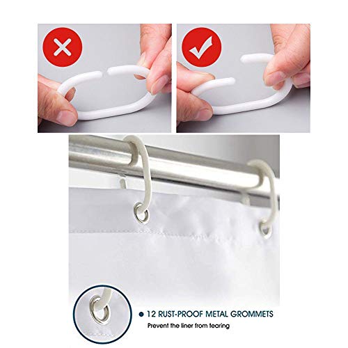 Rideau de douche polyester imperméable avec crochets doublure séchage rapide - 4
