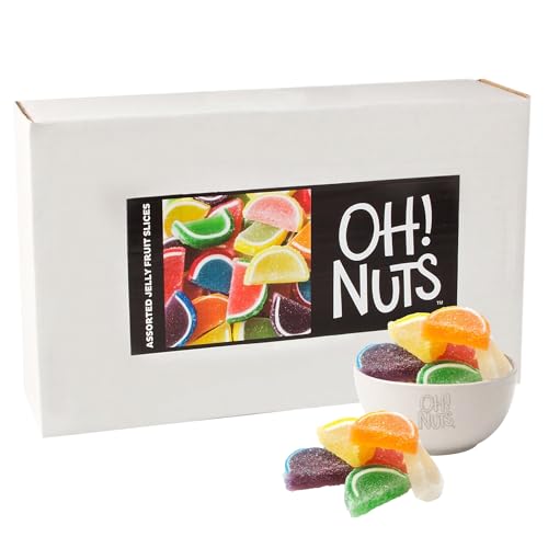 Oh! Nuts Jelly Fruit Slices Large Assorted Sugar Candy - 5lb Bulk Bag | Traditional Old Fashioned Chewy Gummy Sweet Confectionery | Vegan, Gluten-Free, Kosher Certified Pareve (150 CT) Oh! Nuts Jelly Fruit Slices Large Assorted Sugar Candy - 5lb Bulk Bag | Traditional Old Fashioned Chewy Gummy Sweet Confectionery | Vegan, Gluten-Free, Kosher Certified Pareve (150 CT)