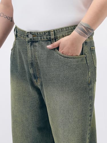 Image of Urbano Plus Men's Loose Baggy Fit Heavy Washed Jeans Non-Stretchable