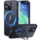 Picture of CASEKOO Patented 360 Spin Magnetic Stand for iPhone 14 Pro Max Case [Military Drop Protection] [Non-Slip Edge] [Compatible with MagSafe] Matte Shockproof Slim for 14 ProMax Case 6.7'', Black