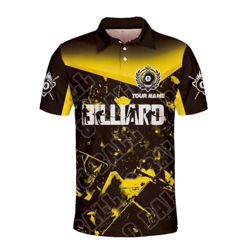 Customized Name Billiards Polo Shirts for Billiard Team, 8 Ball Pool 3D Shirt Gifts for Pool Players Men & Women3