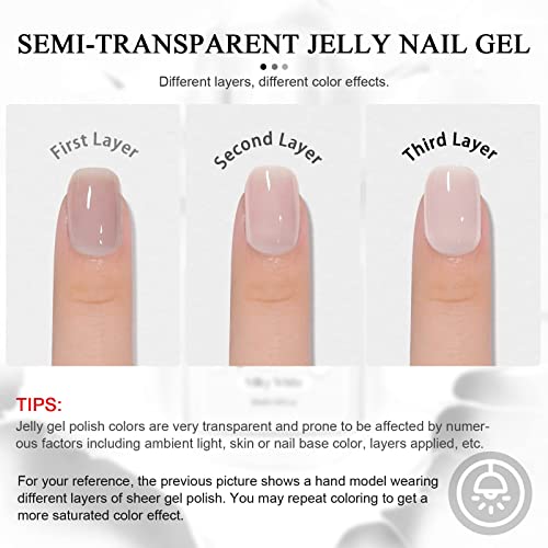 Saviland Milky White Gel Nail Polish - Transparent Milky White Jelly Gel Polish Quick Dry And Long Lasting, White Gel Polish Soak Off Nail Art Manicure Salon Diy At Home #TOP3