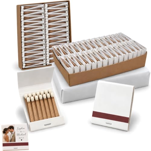 100 Pack Blank White Matchbooks | Plain Bulk Match Books for DIY | Personalization, Wedding Favors, Parties, Events and Crafts