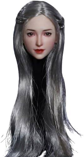 1/6 Scale Female Head Sculpt,12inch Figure Doll Accessories Asian Woman Transplant Hair PVC Woman Soldier Head Carving Model Fit 12'' Miniature Action Figure Body image 5