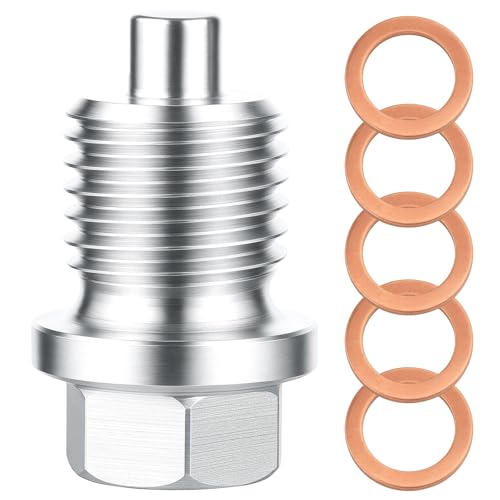 BOXOB M14x1,5 Vite di Scarico Dell'Olio Magnetica, Acciaio Bullone Coppa Olio Motore con 5 Rondelle Guarnizione Universale Anti-perdite Ricambio per Auto Camion Moto la Maggior Parte dei Veicoli