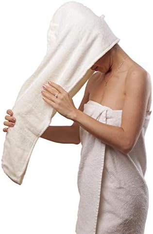 Aspen5 Huge Cotton Hair Towel Wraps for Women | Super Absorbent Quick Dry Hair Towel | Hair Turban Ideal for Long and Curly Hair | Plopping Towel Curly Hair (Coral White)